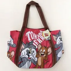 トムとジェリー　バルーントートバッグ　大容量　赤系　トムアンドジェリー　新品