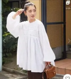 フリークスストア　インド ピンタック ギャザー ロングスリーブ ブラウス