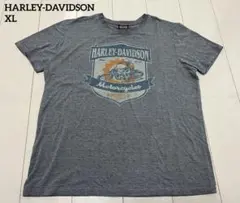 XL HARLEY-DAVIDSON 半袖Tシャツ EAGLE 両面プリント 灰