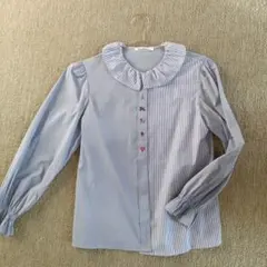 美品‼️【familiar】 160 ストライプ襟付き長袖シャツ★