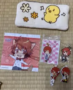 うたプリ　一十木音也ラバーストラップなど6点セットポーチ、クロス付き