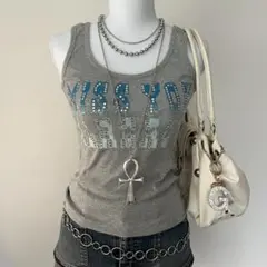 ❤︎00s CECIL McBee 平成ギャル ラインストーンピチタンクトップ