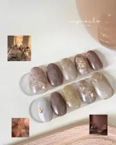 【現品】大理石奥行き秋ネイルno18