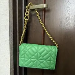 ZARAグリーン キルティング ハンドバッグ
