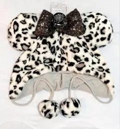 ディズニー ヒョウ柄ファンキャップ ホワイト レオパード ミニー グレー　白黒