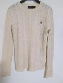 【Polo Ralph Lauren】 人気カラー 白 ケーブルニットセーター