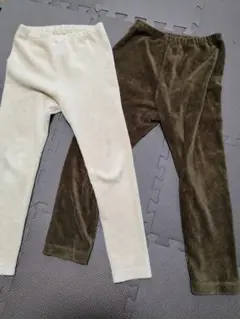 ユニクロ　レギンス　ブラウン　ベージュ　120 美品　コーデュロイ