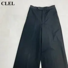 ELIN フロントジップ ハイウエスト ワイドパンツ 紺 38 N3469 - メルカリ