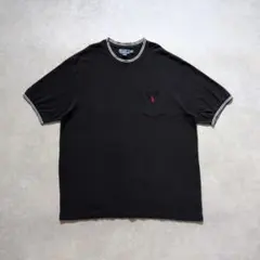Polo Ralph Lauren Tシャツ ポニー刺繍 リンガー ポケット 黒
