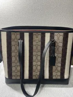 美品　公式サイト売り切れ　美品 コーチ ストライプトートバッグ
