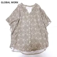 【美品】グローバルワーク　さらさらリラックス半袖ブラウス　ペイズリー風