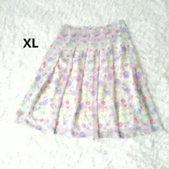 フレアスカート パステルカラー 多色 花柄　13/XL タック