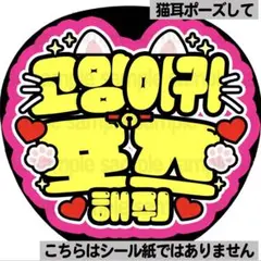 【猫耳ポーズして】ファンサうちわ　ペンサ文字　カンペ団扇　ハングル　韓国のサムネイル