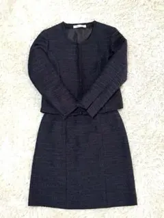 【超美品】アミアンハウス　入学式　卒業式母　ツイード　セットアップ　紺11号