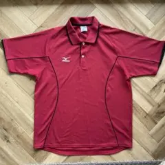 Mizuno ミズノ　ポロシャツ　赤　黒ライン　L