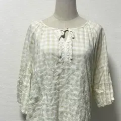 トップス レース チェック チュニック 森ガール フェアリーグランジ フ