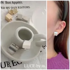887 シルバースクエア ワンタッチピアス 大 お洒落 大人可愛いのサムネイル