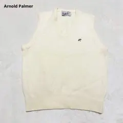 アーノルドパーマー　ベスト M アイボリー　ロゴ刺繍　ウール混　重ね着　学生✨
