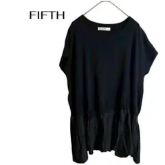 C0386 FIFTH半袖チュニック　丈長め　薄手ニット　裾フリルのサムネイル