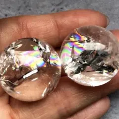 【数量限定！大特価！2個セット】天然石　アイリスクォーツ　水晶　丸玉25