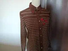 pierre balmain ブラウン長袖シャツ　漢字入り　東京ブラウスのサムネイル