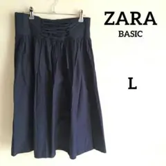 ザラ♡ZARA BASIC 　スカート　ミモレ　ギャザー　フレア　レースアップのサムネイル