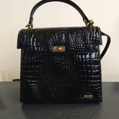 クロコダイル風合皮 ハンドバッグ