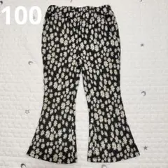 LITTLEWEEKEND 花柄 フレア パンツ ズボン 黒 しまむら 100