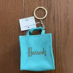 Harrods ハロッズ　ミニトート型 キーホルダー　ライトグリーン