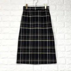 C.L【S】茶色 チェック柄 スカート バックスリット 厚手 秋冬 ミモレ丈