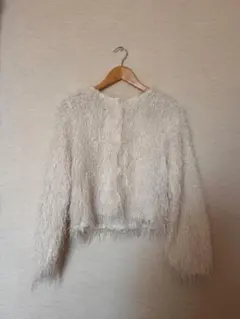 ホワイトファー風長袖カーディガン