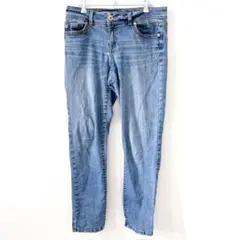 アイエヌシー デニムパンツ テーパード 無地 青 ストレッチ L～XL相当