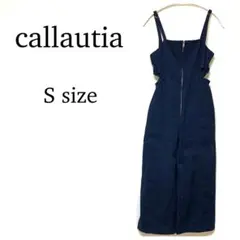 【callautia】ウエストスリットサロペットパンツ S size ネイビーのサムネイル