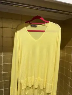 ZARA イエロー Vネック ロング丈ニット