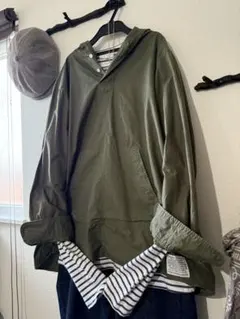 【サニーエレメント】オリーブグリーン フード付きプルオーバーシャツ