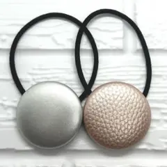 【470】ハンドメイド38mm くるみボタン　ヘアゴム