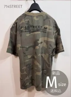 新品 定価11,980円 カモ柄 迷彩 バックプリント Tシャツ Mサイズ
