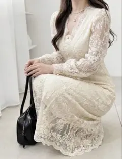 【SHEIN】DAZY ドレス レース Vネック スプリング 41109344