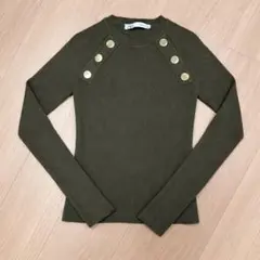 【中古 美品】最初値下げ！ZARA リブ編み長袖セーター カーキ
