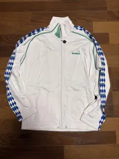 diadora トラックジャケット 白 ホワイト　インク汚れあり　イタリア製　M
