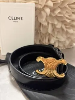 CELINE トリオンフ ベルト ブラック ゴールド　25mm 70センチ