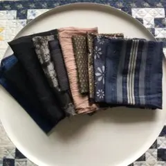 パッチワークはぎれセット　大島紬、麻、古布  10枚