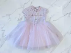 訳アリ　美品　ピンクツイード風チュールワンピース　110 120