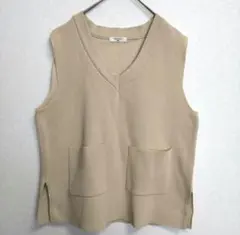 【samansa mos2 blue】ニットベスト(F)ベージュ トップス