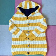 ストライプニットフード付きジャケット裏地あり