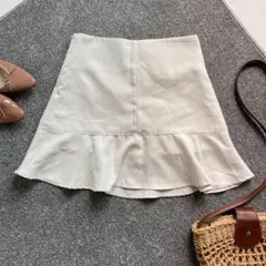 美品 GRL ミニ丈フレアスカート M アイボリー Aライン 美脚 きれいめ