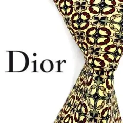 ◆美品◆Christian Dior ネクタイ 黄色 幾何学模様 カジュアル