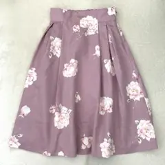 ウィルセレクション フレアスカート 花柄 ウエストゴム ピンク Mのサムネイル