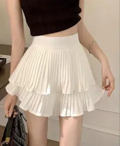 SHEIN 화이트 플리츠 스커트