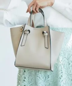 【＆.NOSTAIGIA】 2way 扇形トートバッグ　アイボリー